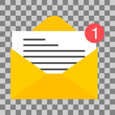 E- posta işi simgesi, düz web istemcisi ileti imzası, e- posta uygulaması vektör illüstrasyonu .