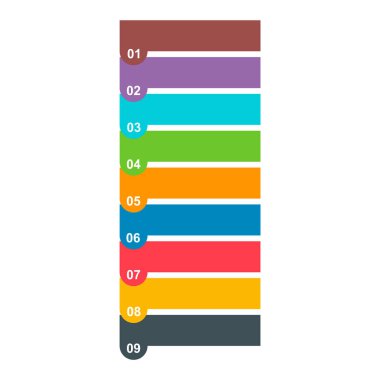 Dokuz adım dikey enfografik diyagram, iş bilgisi tasarımı, grafik vektör illüstrasyonu .