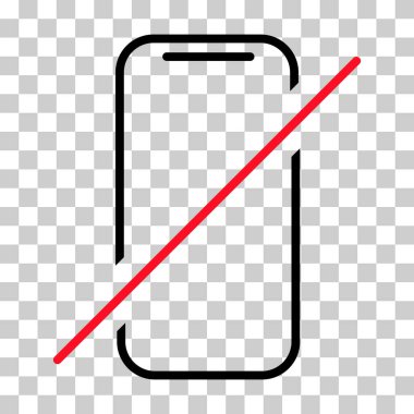 Cep telefonu yasaklanmış simge, kullanım dışı telefon işareti, akıllı telefon etiketi illüstrasyonunu yasakla .