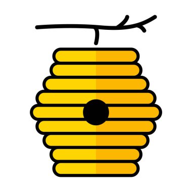 Kovan doğal ikonu, arı ağı düz yaşam alanı işareti, grafik vektör illüstrasyonu .