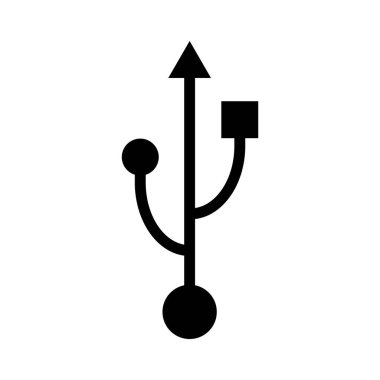 USB simge teknolojisi, bağlantı aygıtı işareti, elektronik taşınabilir sembol, vektör illüstrasyon ortamı .