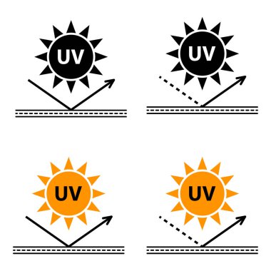 Set of Sun protection factor icon, uv radiation block symbol, sun protect skin vector illustration .