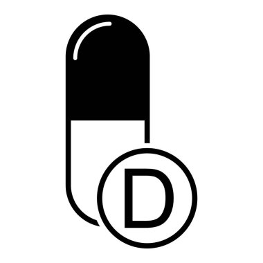 Vitamin D icon, healthy medicine pill supplement symbol, complex mineral vector illustration . clipart