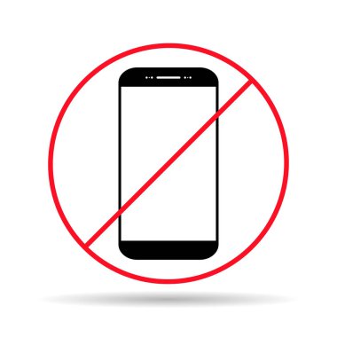 Mobil yasaklanmış gölge simgesi, kullanım dışı telefon işareti, akıllı telefon etiketi çizimini yasakla .