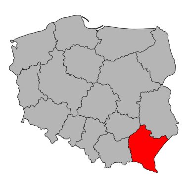 Polonya haritasının alt karpati şekli, seyahat web düz konsept vektör çizimi .