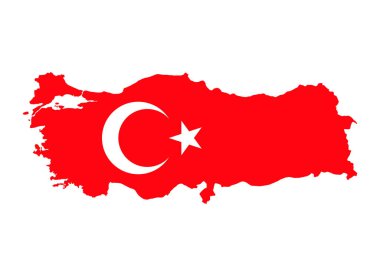 Türkiye bayrak haritası şekli, seyahat web düz konsept vektör gösterimi .