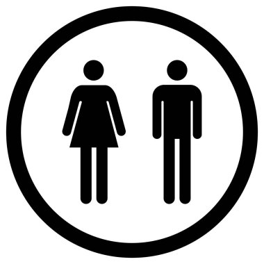 Tuvalet kadınları ve erkekler WC sembolü, düz web düğmesi, tuvalet vektör illüstrasyon bilgileri .