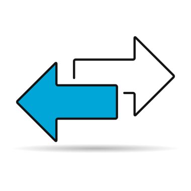 Ok aktarım gölge simgesi, ağ düğmesi tasarımı değiş tokuşu, sembol vektör illüstrasyonunu taşı .