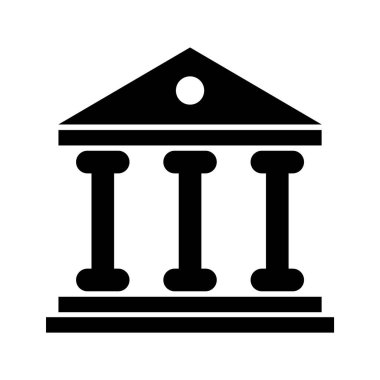 Building university architecture icon, museum roman symbol, flat design vector illustration .