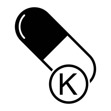 K mineral ikonu, sağlıklı ilaç ilavesi sembolü, karmaşık vitamin vektör illüstrasyonu .