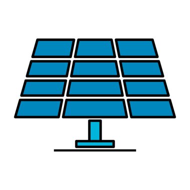 Güneş paneli simgesi, yeşil enerji teknolojisi, ekoloji alternatif enerji vektörü illüstrasyonu .