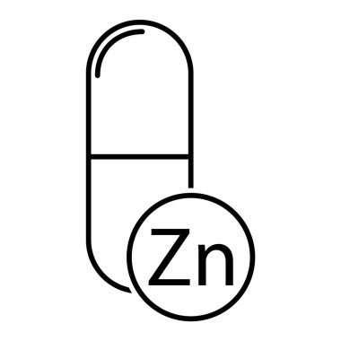 Mineral Zn ikonu, sağlıklı ilaç ilave sembolü, karmaşık vitamin vektör çizimi .