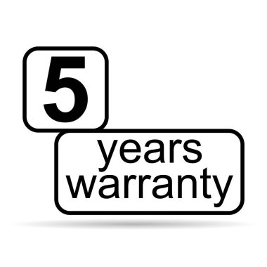Beş yıllık garanti gölge simgesi, rozet mühürü garantisi müşteri imzası, pul vektör illüstrasyonu .