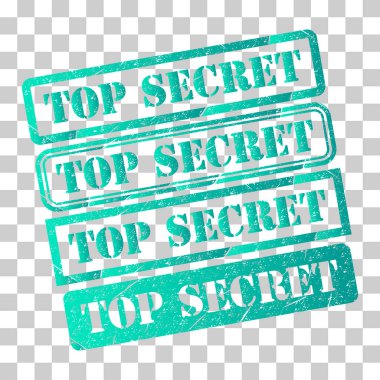 Çok gizli pul sembolü seti, etiket işareti düğmesi, metin sancak vektör illüstrasyonu .