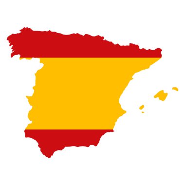 İspanya haritası bayrak şekli, seyahat web düz konsept vektör çizimi .