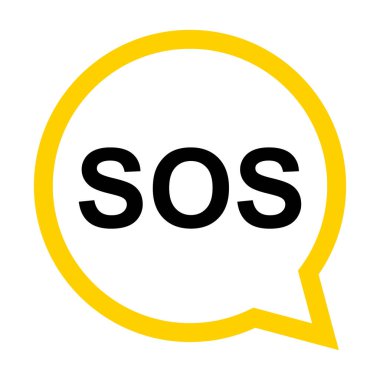 SOS yardım simgesi, güvenlik desteği uyarısı düz tasarım, vektör illüstrasyonunu kaydet .