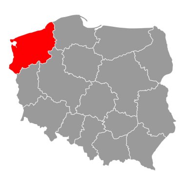 Polonya 'nın Batı Pomerania haritası şekli, seyahat web düz konsept vektör illüstrasyonu .