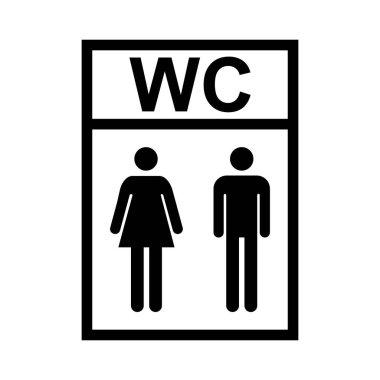 Tuvalet kadınları ve erkekler WC sembolü, düz web düğmesi, tuvalet vektör illüstrasyon bilgileri .