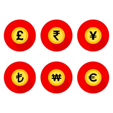 Para para ikonu seti, renk arkaplan sembolü. Vektör izole tasarımı .