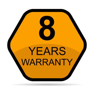 Sekiz yıl gölge ikonu, rozet mühürü garantisi müşteri imzası, pul vektör illüstrasyonu .