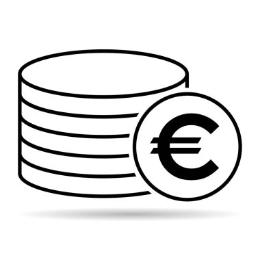 Avro yığını gölge para, düz simge para tasarımı, nakit işareti vektör illüstrasyonu .