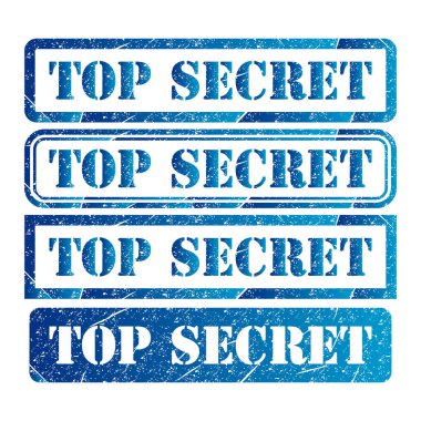 Çok gizli pul sembolü seti, etiket işareti düğmesi, metin sancak vektör illüstrasyonu .