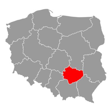 Polonya 'nın Swietokrzyskie haritası şekli, seyahat web düz konsept vektör çizimi .