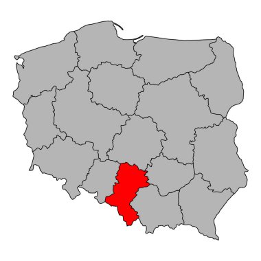 Polonya 'nın Silezya haritası şekli, seyahat web düz konsept vektör çizimi .