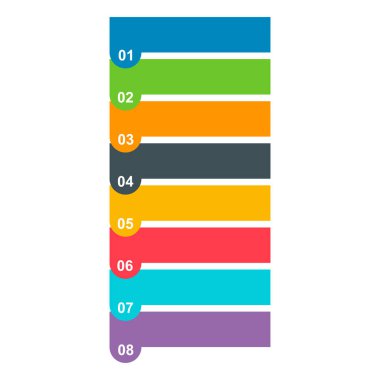 Sekiz adım enfografik dikey diyagram, iş bilgisi tasarımı, grafik vektör illüstrasyonu .