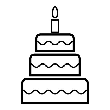 Tatlı pasta ikonu, pastane tatlı besin sembolü, mutlu yıllar grafik vektör çizimi .