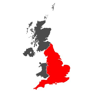 İngiltere Büyük Britanya Birleşik Krallığı ve Kuzey İrlanda haritası, ayrıntılı web vektör illüstrasyonu .