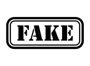 Sahte pul sembolü, etiket etiketi işareti düğmesi, metin sancak vektör illüstrasyonu .