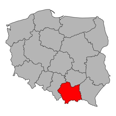 Polonya 'nın daha az Polonya haritası şekli, seyahat web düz konsept vektör çizimi .