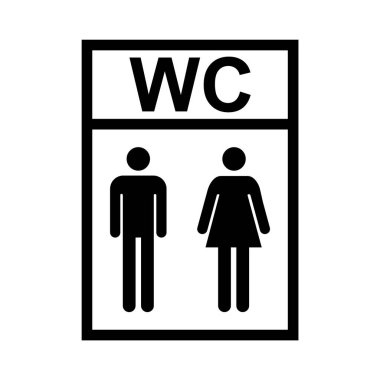 Tuvalet kadınları ve erkekler WC sembolü, düz web düğmesi, tuvalet vektör illüstrasyon bilgileri .