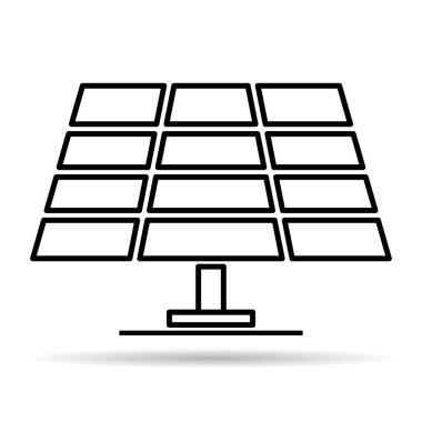 Güneş paneli gölge simgesi, yeşil güç teknolojisi, ekoloji alternatif enerji vektörü illüstrasyonu .
