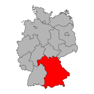 Almanya 'nın Bavyera haritası simgesi, coğrafi boşluk konsepti, izole edilmiş grafik arkaplan çizimi .