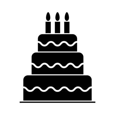 Tatlı pasta ikonu, pastane tatlı besin sembolü, mutlu yıllar grafik vektör çizimi .