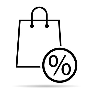 Alışveriş poşeti çizgisi gölge simgesi, süpermarket kağıdı plastik paket işareti, eco mağaza vektörü .