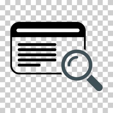 Arama sonuç simgesi, araştırma veri raporu işareti, kontrol analizi vektör illüstrasyonu .