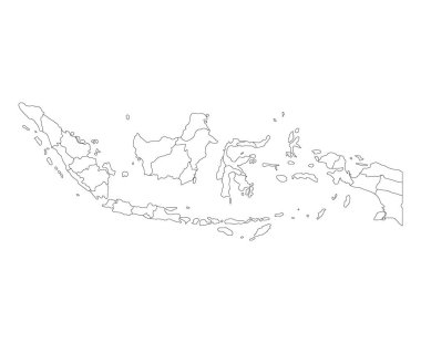 Endonezya detaylı harita şekli, düz web grafik konsept vektör gösterimi .