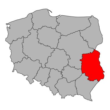 Polonya Lublin haritası şekli, seyahat web düz konsept vektör çizimi .