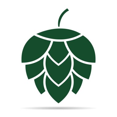 Sekme ikonu bira gölgesi koni yaprağı işareti, bar bitkisi tasarımı, doğa tohumu illüstrasyonu .