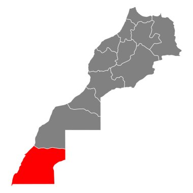 Dakhla-Oued Fas haritası sembolü seti, seyahat web simgesi çizimi .