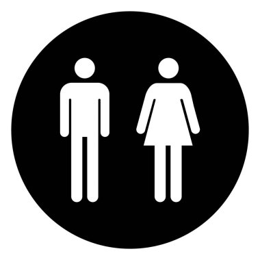Tuvalet kadınları ve erkekler WC sembolü, düz web düğmesi, tuvalet vektör illüstrasyon bilgileri .