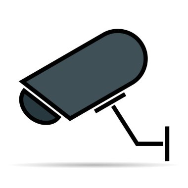 Kapalı devre televizyon kamerası gölge simgesi, CCTV video koruma alarmı, vektör illüstrasyonu .