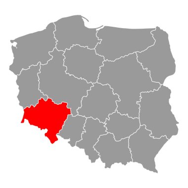 Polonya 'nın Aşağı Silezya haritası şekli, seyahat web düz konsept vektör çizimi .