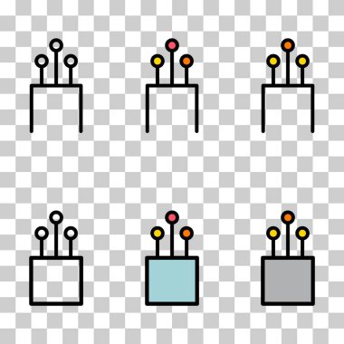 Optik kablo simgesi seti, teknoloji bilgi web ağı, dijital vektör illüstrasyonu .