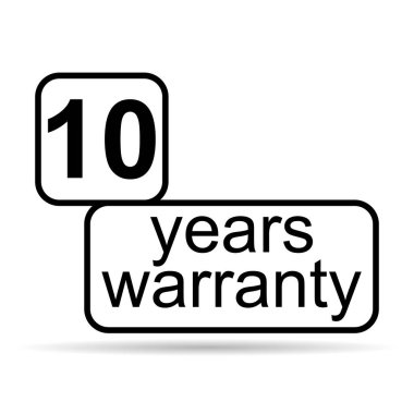 On yıllık garanti gölge simgesi, rozet mühürü garantisi müşteri imzası, pul vektör illüstrasyonu .