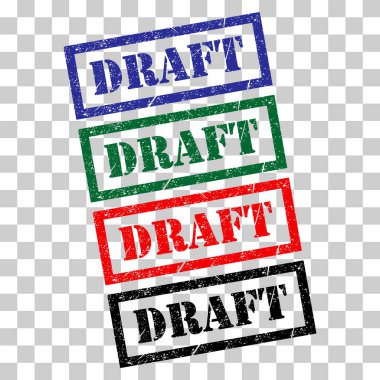 Taslak pul sembolü seti, etiket etiketi işareti düğmesi, metin sancak vektör illüstrasyonu .