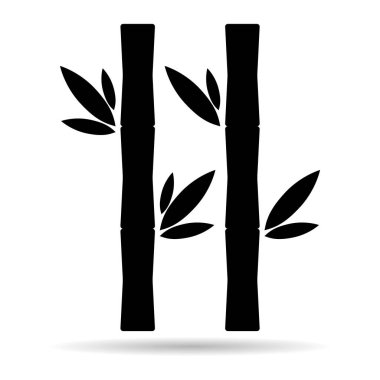 Bambu yaprağı gölge ikonu, doğa tropikal sembol tasarımı, web işaret çizimi çizimi .